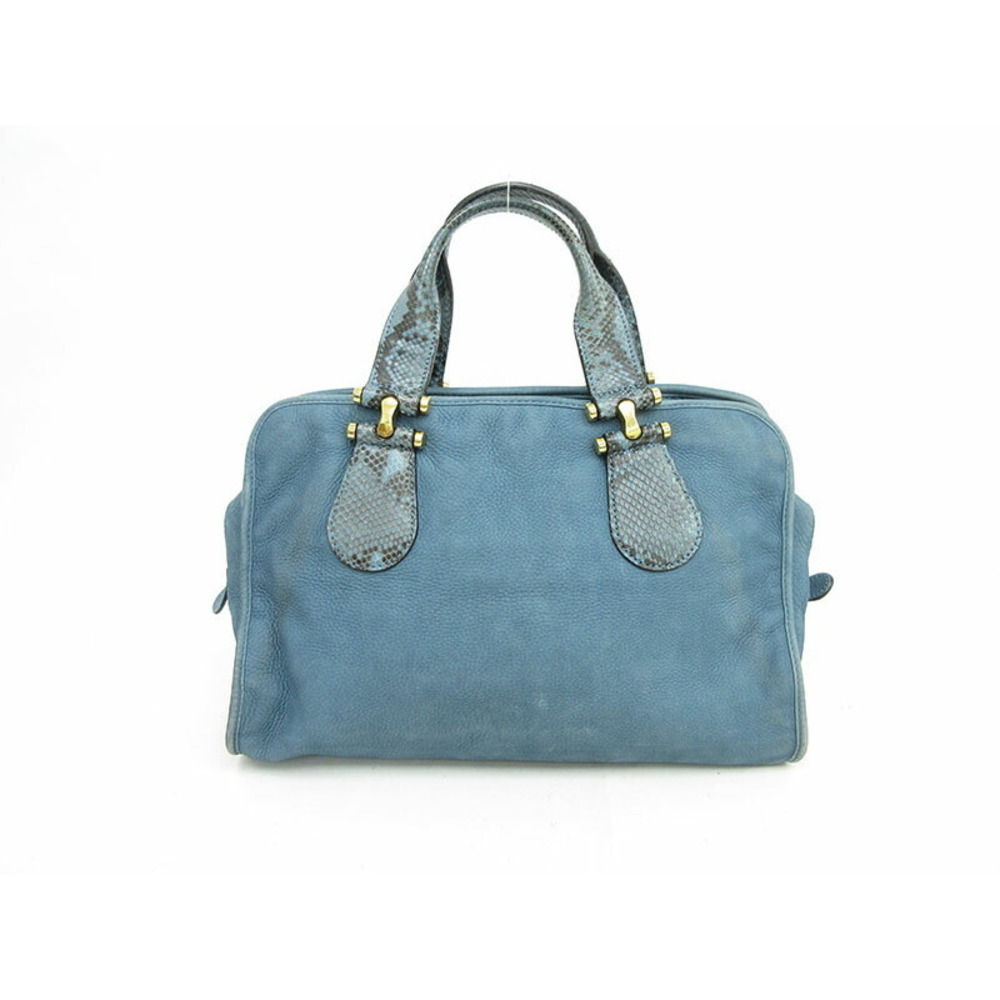 Gucci Blue Hand Suede Bag Python - image 1